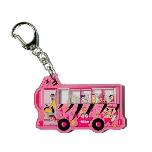 CRNGW Acrylic Anime Crayon Shin-Chan Keychain Pink School Bus Crayon Shin-Chan Crayon Shin-chan Shake Key Chain Funny Ins Shin-chan Pink School Bus Pendant Key Ring Gift