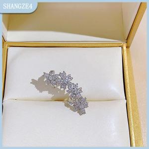 【SHANGZE4】 1Pcs Trendy Simple Zircon Flowers Ear Clip Earring Without For Women Sparkling Ear Cuff Clip Party Wedding Jewelry Gifts