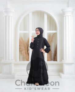 Safiya Kids usia 7-15 tahun - gamis anak tanggung etnic benang timbul matterial forzaleta