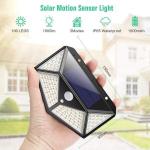 100 LED Solar Wall Lamp 3 Modes All Sides Luminous Motion Sensor Stairs Outdoor Wall Ligh Keimav