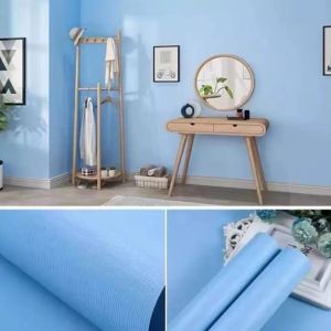 Wallpaper Dinding Polos Biru Laut Panjang 8Meter X 45Cm