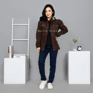 Jaket Cewek Kekinian Korean Style Terbaru Jumbo Oversize  Navy