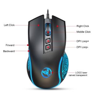 Chuột Gaming RGB HXSJ X100 3600DPI – Có Dây USB Cảm Biến Quang Học 7 Nút cho PC laptop