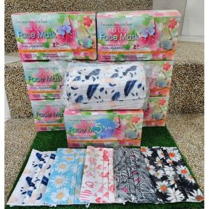 Head loop Floral Mix 5 Mix 10 Rama-Rama Adult Hijab Face Mask Disposable Branded Mask