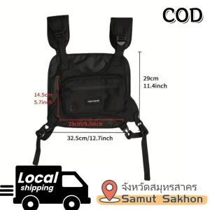 Belfoyer 【สต็อกท้องถิ่น】กระเป๋าเสื้อกั๊กผู้ชายสีดำ กระเป๋าอกฟังก์ชันน้ำหนักเบา กระเป๋ากีฬาน้ำหนักเบา