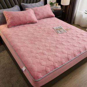 New goods Milk Fleece Bed Sheet Single-Piece Thickened Coral Fleece Flannel Bedspread Winter Warm Plush Bed Sheet Anti-S Baldu susu dipasang lembaran