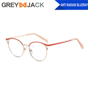 Grey Jack Kacamata Antiradiasi Blueray Korean Style Oval Simple Design Elegant Metal Colorful Fashion Wanita Terbaru 511