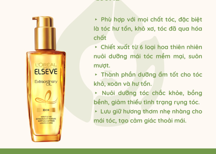 Dầu dưỡng tóc chiết xuất tinh dầu hoa tự nhiên L'Oreal Paris Elseve ...