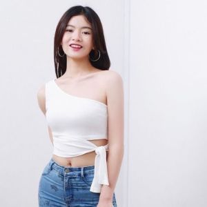 AD-BORA CROP TANK TOP JERSEY ONE SHOULDER 010 (S/M/L)