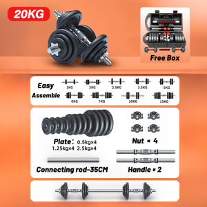 York Cast Iron Dumbbell Barbell Set 20/30/50 Kg W/ Long Bar And Plastic Case Packaging