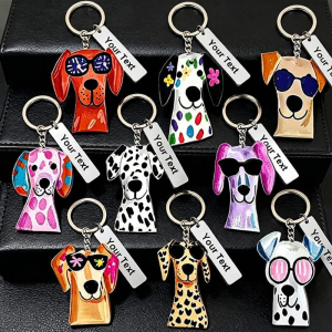 Dogs Keychain Personalized Drive Safe Key Ring Christmas Festival Gift for Lovers Family