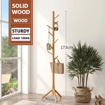 Ditto Solid Wood Bag Rack Stand Coat Rack 175/153/50cm Hat/Bag/Clothes Storage Bedroom Wooden Coat Rack