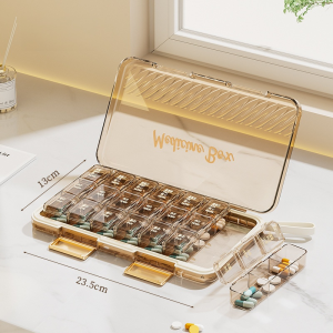 Pill Boxes With Lids Transparent MultiCompartment Pill Boxes Portable Medicine Organizer