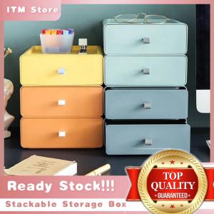 Stackable Drawer Storage Box Organizer Desk Storage Box Plastic Desktop Office Box