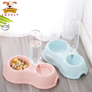 Pet Cat Dog bowl 2 in 1 Feeder Bowl / Drinking Bottle Full Set Puppy Kitty Food Bowls Water Bowls