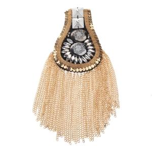 Exquisite Metal Tassel Chain Shoulder Board for Blazer Epaulettes Black Silver Gold Color Handmade Catwalk Crafts for Un