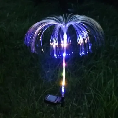 Đèn LED năng lượng mặt trời Ánh sáng ngoài trời Sợi quang Hình dạng con sứa đầy màu sắc Đèn thay đổi màu sắc Khu vườn Giáng sinh cắm trại trang trí bữa tiệc đèn năng lượng mặt trời Mặt đất Bãi cỏ Con đường