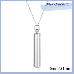 Ditur Stainless Steel Bottle Cremation jewelry Cylinder Tube Ash Urn Pendant Necklace