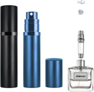 2PCS Perfume Travel Refillable Bottle Bottom-Filling Fragrances Perfume EmptyCologne Dispenser Portable Sprayer Pocket Size for On the Go 5ml (Black)
