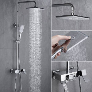 Bộ Sen Cây Tắm Đứng Nóng Lạnh - Bộ sen vòi tắm 3 Phím Đàn đồng mạ crom 5 lớp cao cấp SC-128 - Bảo Hành 5 Năm