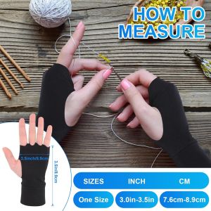 6 Pairs Crochet Stress Relief Gloves for Pain Fingerless Arthritis Compression Lightweight Hand Gloves with Finger Holes for Women Men Crocheting Craft Sewing