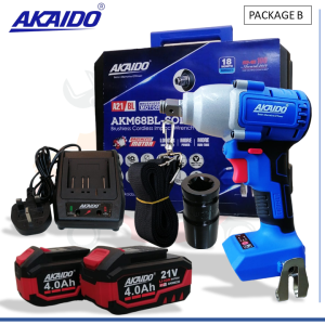 AKAIDO Brushless Cordless Impact Wrench Extra Energetic & Powerful 350NM 2200RPM for Industrial Use Heavy Duty Wrench