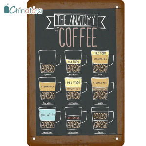 [Chinatera] Coffee Menu Vintage Metal Tin Sign Plate Plaque Retro Metal Poster for Bar Pub Cafe Restaurant Kitchen Room Home Wall Art Decor