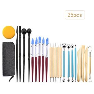 25Pcs Butsir Set Alat Keramik Butsir Paket Clay Ukir Carving Sculpting Modelling Sculpting Tools Alat Kerajinan Tangan