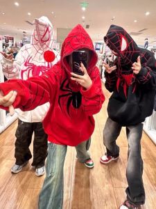 Ảnh thật Shop) Áo hoodie nỉ người nhện màng đỏ 3D mũ khoá zip trùm đầu hình mặt siêu nhân form rộng nam nữ Áo khoác nỉ siêu nhân nhện cá tính phong cách đường phố