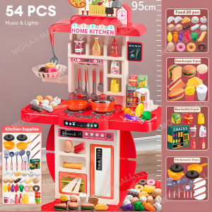 95cm Kitchen Toys For Girls Big Size Real Steam Working Mini Kitchen Toy Set