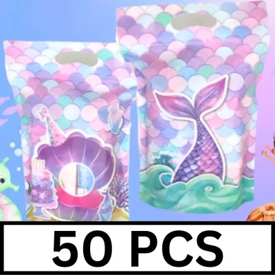 PP1001 Mermaid Tail Loot Bag Chips Bag Chipsbag Zip Plastic Cookie Candy Party Giveaway Souvenir