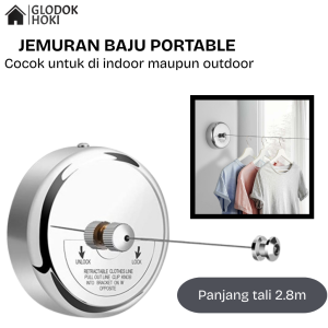 GH - Jemuran Baju Portable Stainless 2.8m 304 Retractable Clothes Line Cocok Untuk Indoor & Outdoor