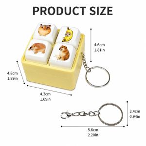 Answer Me Funny Pet Keychain Funny Button Key Holder Cats Dogs Pets Voice Relieve Stress Toy Hanging Pendant Kids Gifts