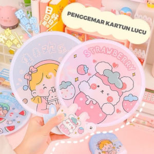 Kipas Tangan Ajaib Kipas Tangan Bulat Motif Cartoon Lucu Kipas Tangan Lipat Mini Motif Kartun Lucu Kipas Kain Portable SH R10