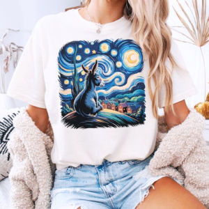 Van Gogh Donkey T-Shirt Starry Night Farm Animal Tee Funny Donkey Lover Shirt Unique Homestead Tshirt Men Women Cotton Tee Tops