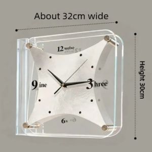 Sacesr Aesthetic Art Double-sided Wall Clock Elegant Interior Decoration Corner Wall Clock Modern Living Room Silent Clocks Home Decor P9M4Y