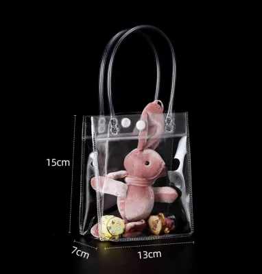 SG Stock Transparent Clear Plastic Gift Bag With Handle PVC bag Clear Tote Bag Handbag NFL Stadium Approved bags