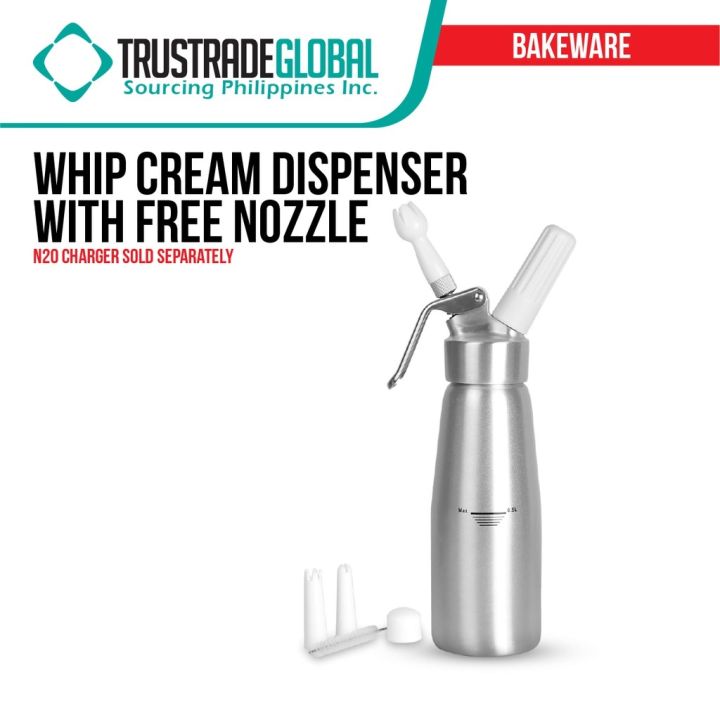 Whip Cream Dispenser (500mL 1 Liter) with Free Nozzle N2O charger sold