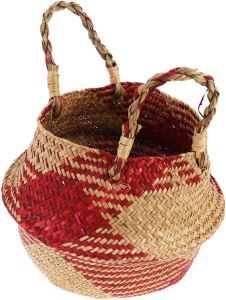 Seaweed Flower Basket Foldable Plant Basket with Double Handles Eco-Friendly Woven Storage Container for Home Garden and Office Decoration