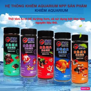 Cám cá vàng 43% đạm PORPOISE chế độ nuôi thúc size cá lớn nhanh phát triển hệ khung màu đẹp CHAI XANH DƯƠNG