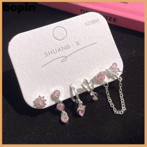 Bopin 6Pcs Fashion Sweet Heart Stud Earrings For Women Girls Personality Fashion Temperament Earrings Jewelry Accessories Gifts