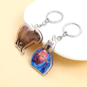 Acrylic vòng tròn rõ ràng Keychain hình chữ nhật capybara vòng khóa Mặt dây chuyền Keychain thẻ Đĩa trong suốt trang trí móc khóa