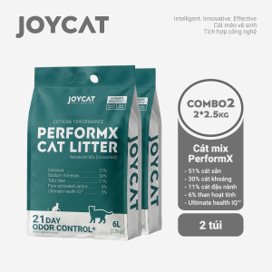 Combo 2 Túi Cát Mix PerformX Advanced JOYCAT (Túi 2.5kg / 6L) - Cát Vệ Sinh Cho Mèo Thế Hệ Mới Theo Dõi Sức Khỏe Ultimate Health IQ