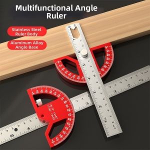 INNEED Inch Metric Angle Ruler Multi-functional Adjustable Measuring Ruler Measuring Tool Woodworking Try Square Woodworking Measurement