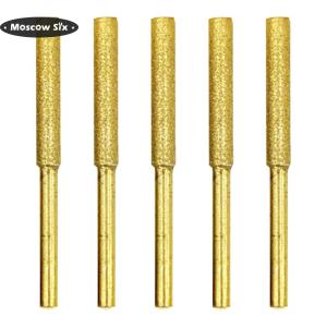 [Nóng] 5 cái tráng kim cương đầu xi lanh Bộ đầu dũa xoay 4/4.8/5.5mm Máy mài lưỡi cưa đá tập tin để đánh bóng khắc