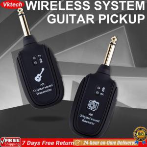 【Ready】【Vktech】A8 UHF Pick Up Acoustic Guitar Wireless Transmitter Receiver Set Range for Electric Guitars Bass Violin