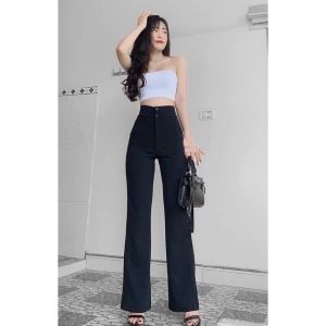 Quần tây ống loe lưng cao dáng dài sang chảnh Quần ống loe cạp cao 2 cúc [ quần tây nữ công sở]