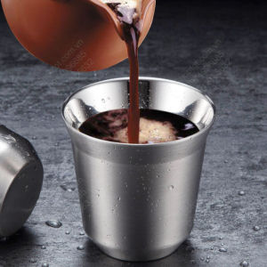 Cốc ly uống cà phê bằng inox 304-2 lớp giữ nhiệt loại nhỏ 80ml