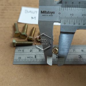 M5X20 (2 CM) BAUT MUR HEXAGON KUNING FULL DRAT BMK M5 X 20 PANJANG 2 CM DIAMETER BODY 5MM BAUT KUNING 5X20 KUNCI 8 BAUT MUR HEX M5X20MM BAUT HEXAGONAL BOLT 5 X 20MM KUNCI PAS 8MM