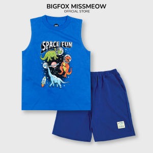 Bộ sát nách bé trai size đại Bigfox Miss Meow bộ mặc nhà cho bé kiểu dáng Hàn Quốc in Khủng Long cỡ 3-11 tuổi 30kg 40kg